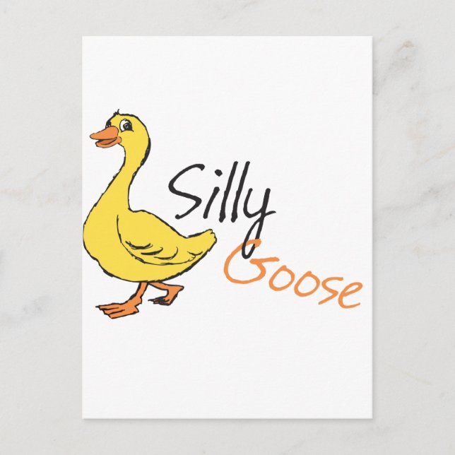 Yellow Hand Drawn Silly Goose Baby Goose Cartoon Postcard (Front)