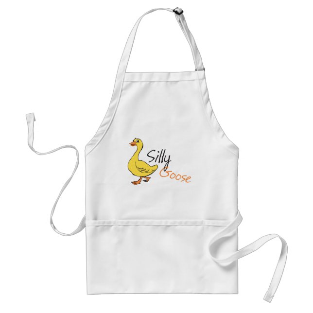 Yellow Hand Drawn Silly Goose Baby Goose Cartoon Standard Apron (Front)