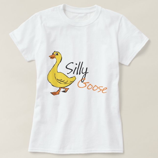 Yellow Hand Drawn Silly Goose Baby Goose Cartoon T-Shirt (Design Front)