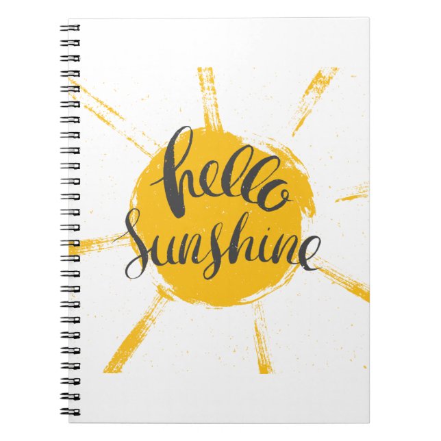 Yellow Hand Drawn Sun Hello Sunshine Image Notebook (Front)