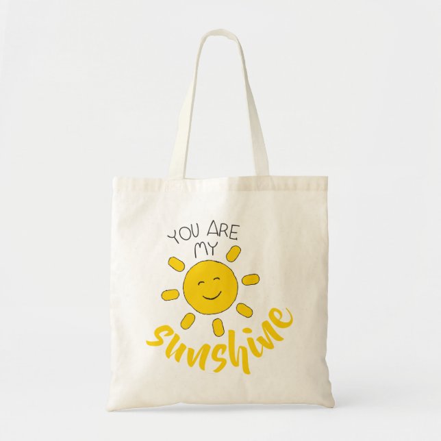 Yellow Hand Drawn Sun Hello Sunshine Image Sun Art Tote Bag (Front)