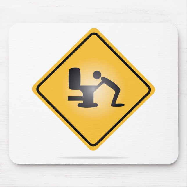 Yellow hangover warning sign mousepad (Front)