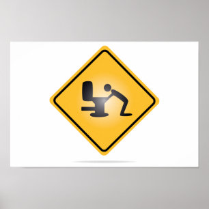 Yellow hangover warning sign poster