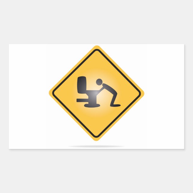 Yellow hangover warning sign rectangular sticker (Front)