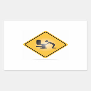 Yellow hangover warning sign rectangular sticker