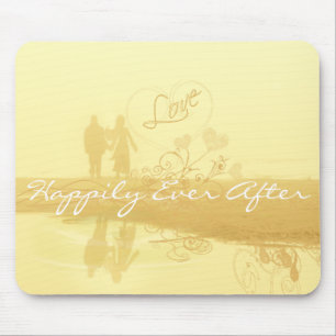 Yellow Happily Ever After Beach Wedding Mouse Mat