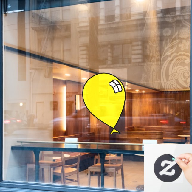 Yellow Happy Balloon Window Cling (Cafe Window)