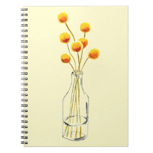 Yellow happy Billy Button flowers Australian art Notebook