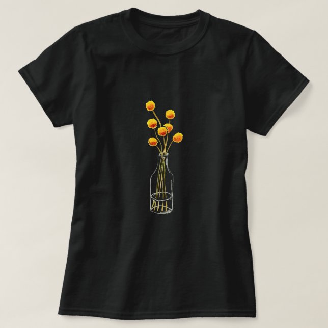 Yellow happy Billy Button flowers Australian art T-Shirt (Design Front)