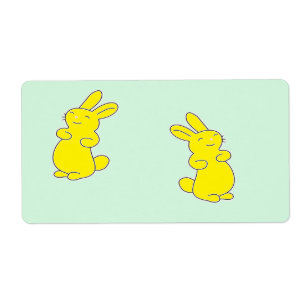 Yellow happy bunnies on teal