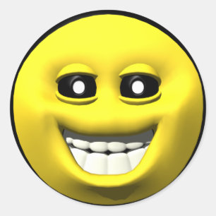 Yellow happy classic round sticker