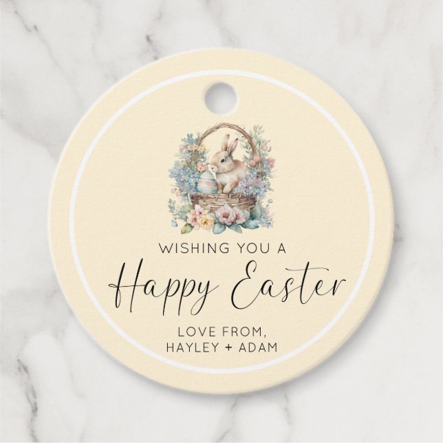 Yellow Happy Easter Bunny Favour Tags (Front)