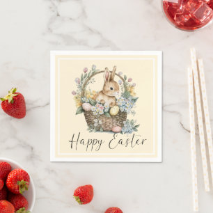 Yellow Happy Easter Bunny Napkin