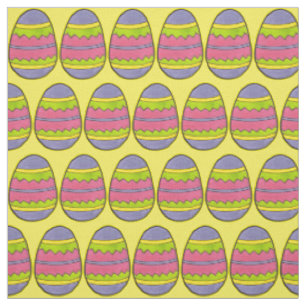 Yellow Happy Easter Egg Hunt Zig Zag Eggs Spring Fabric