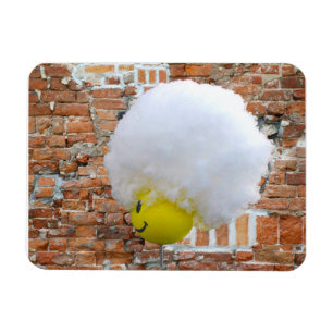 Yellow Happy Face Antenna Topper, Fluffy Snow Hat Magnet