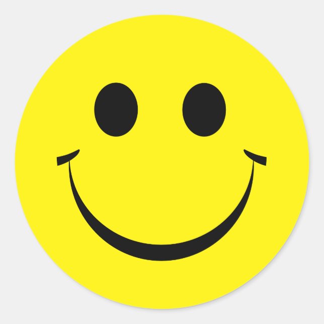 Yellow Happy Face Birthday Classic Round Sticker (Front)