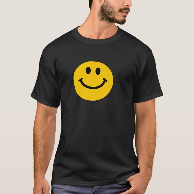 Yellow happy face black t-shirt (Front)
