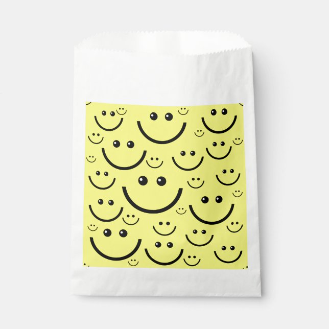 yellow happy face pattern print favour bags (Front)