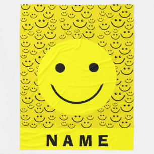 Yellow Happy Faces Fleece Blanket