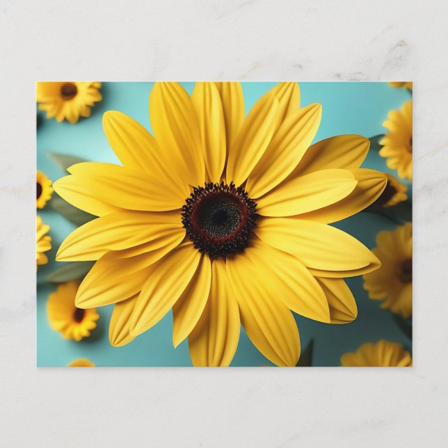 Yellow Happy Floral Postcard (Front)