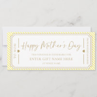 Yellow Happy Mother's Day Gift Voucher Card