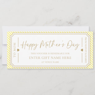 Yellow Happy Mother's Day Gift Voucher Card