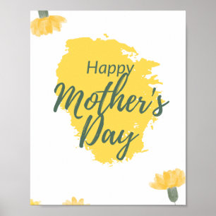 Yellow Happy Mothers Day Holiday Poster