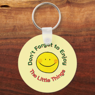 Yellow Happy Smiley Face Enjoy The Little Things Key Ring