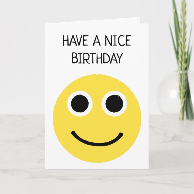 Yellow Happy Smiling Face Emoji Emoticon Birthday Card (Front)