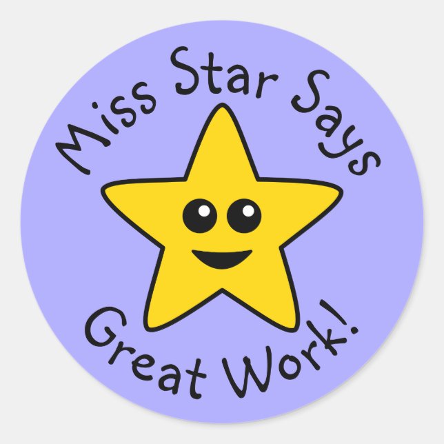 Yellow Happy Star Great Work Stickers (Front)