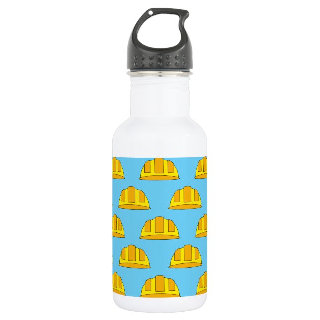 Yellow Hard Hat Cartoon 532 Ml Water Bottle (Front)