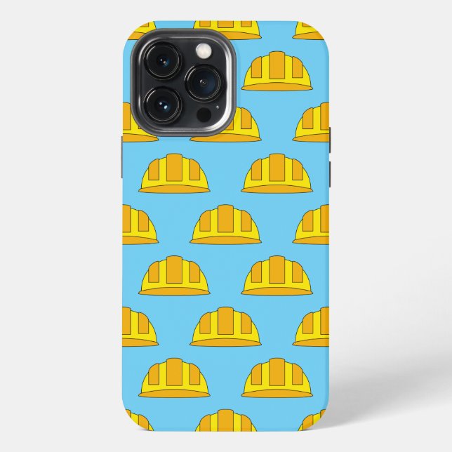 Yellow Hard Hat Cartoon iPhone Case (Back)