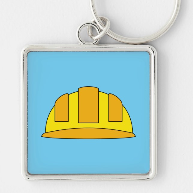 Yellow Hard Hat Cartoon Key Ring (Front)