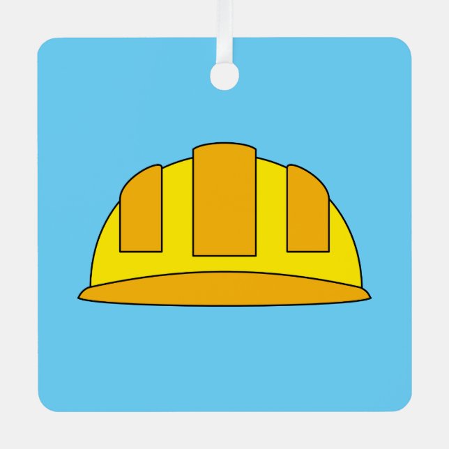 Yellow Hard Hat Cartoon Metal Tree Decoration (Front)