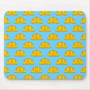 Yellow Hard Hat Cartoon Mouse Mat