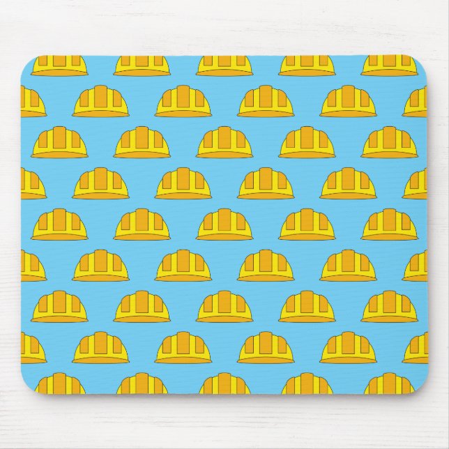 Yellow Hard Hat Cartoon Mouse Mat (Front)