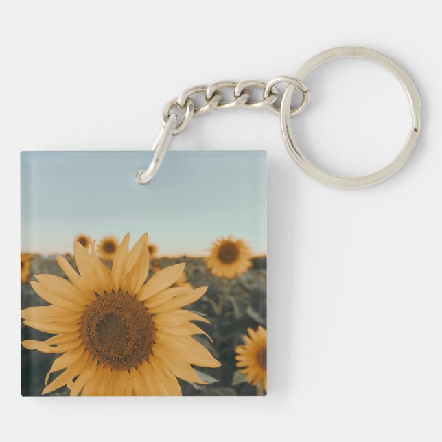 Yellow Hardy Sunflower Best Sunflower Photos Key Ring (Back)
