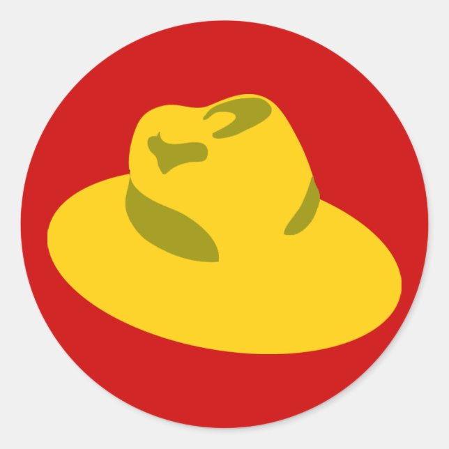 YELLOW HAT RED HAT CLASSIC ROUND STICKER (Front)