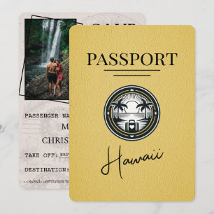 Yellow Hawaii Passport Save The Date