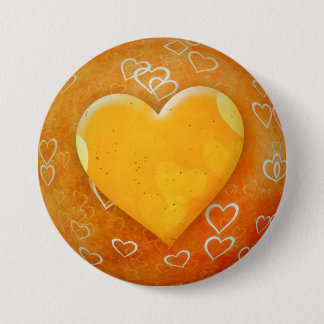 Yellow Heart 7.5 Cm Round Badge