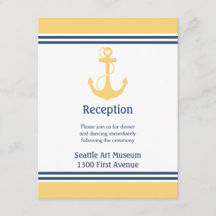 Yellow Heart Anchor Wedding Reception Direction Invitation