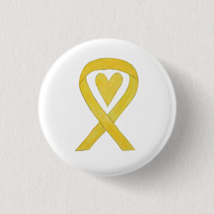 Yellow Heart Awareness Ribbon Custom Art Pins