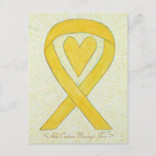 Yellow Heart Awareness Ribbon Custom Postcard