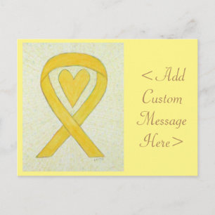 Yellow Heart Awareness Ribbon Custom Postcard
