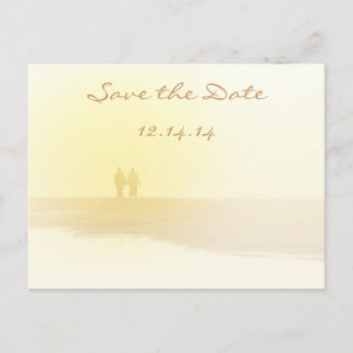 Yellow Heart Beach Save the Date Announcement Postcard