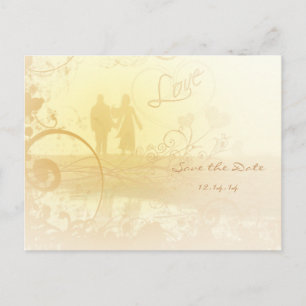 Yellow Heart Beach Wedding Announcement Postcard