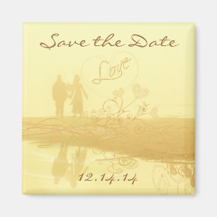 Yellow Heart Beach Wedding Magnet