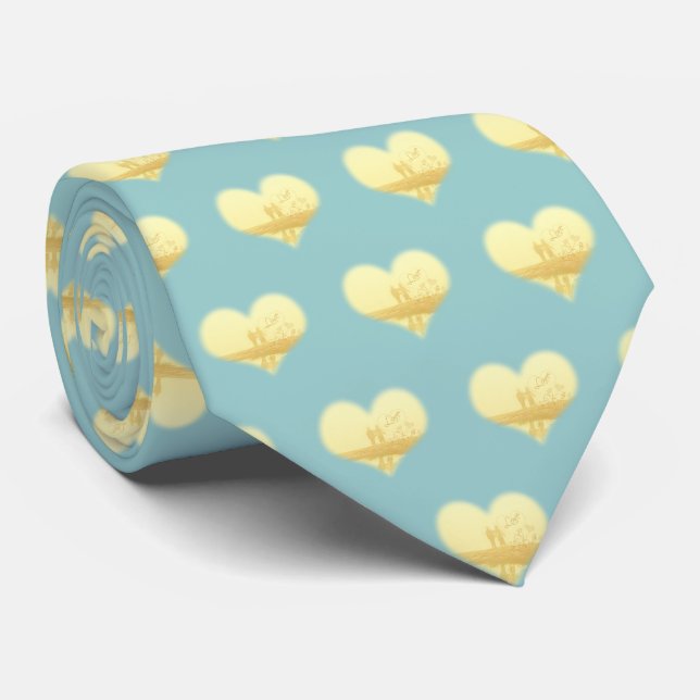 Yellow Heart Beach Wedding Tie (Rolled)