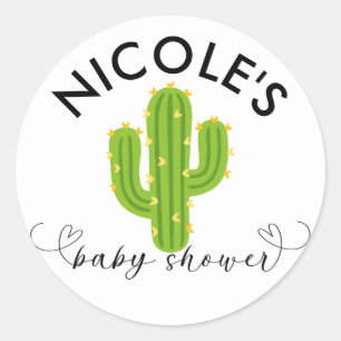 Yellow Heart Cactus Fiesta Love Baby Shower Classic Round Sticker