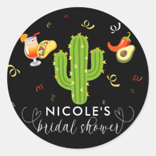 Yellow Heart Cactus Fiesta Love Bridal Shower Classic Round Sticker